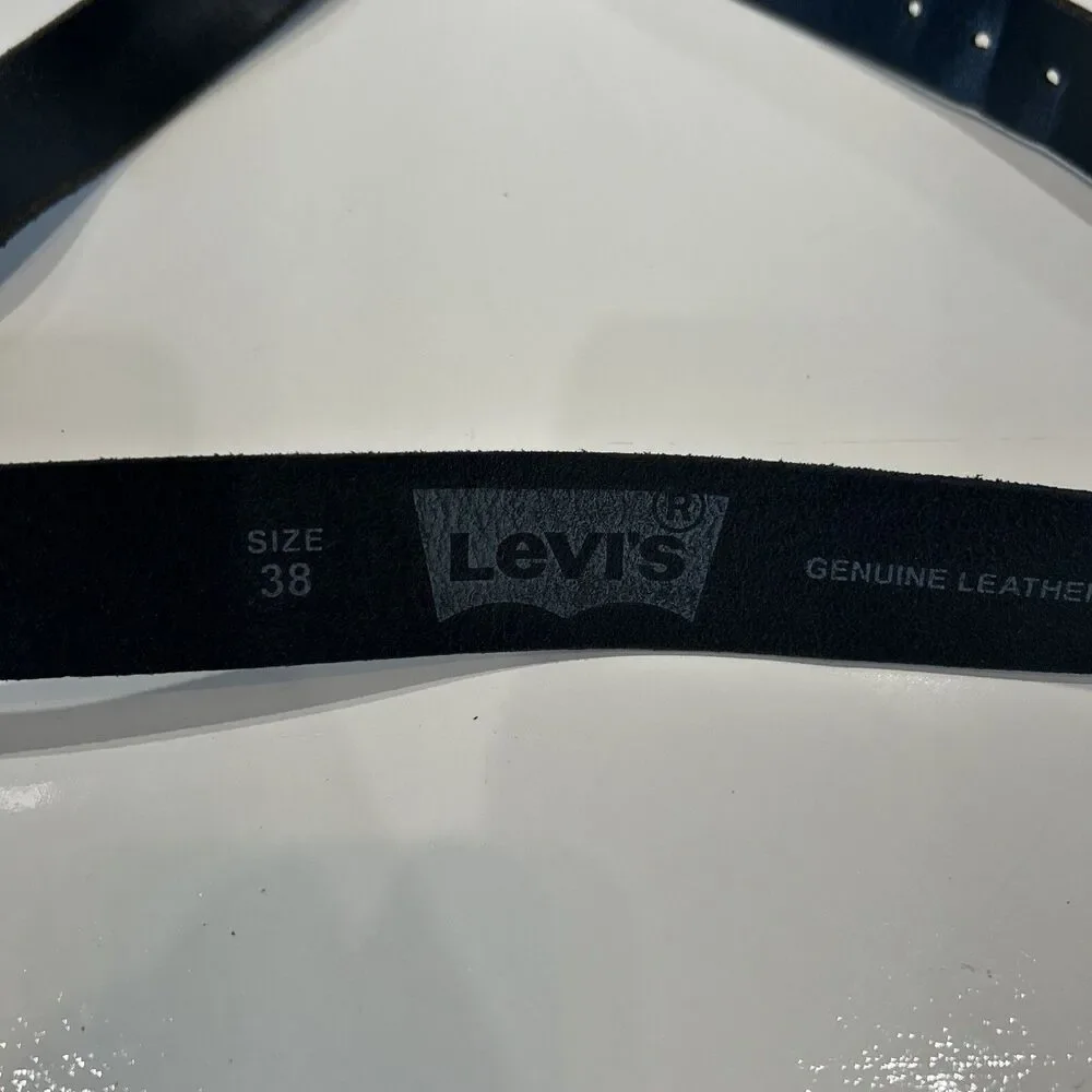 Levi's Black Genuine Leather Handcrafted Rugged Distressed Work Belt Men's 38